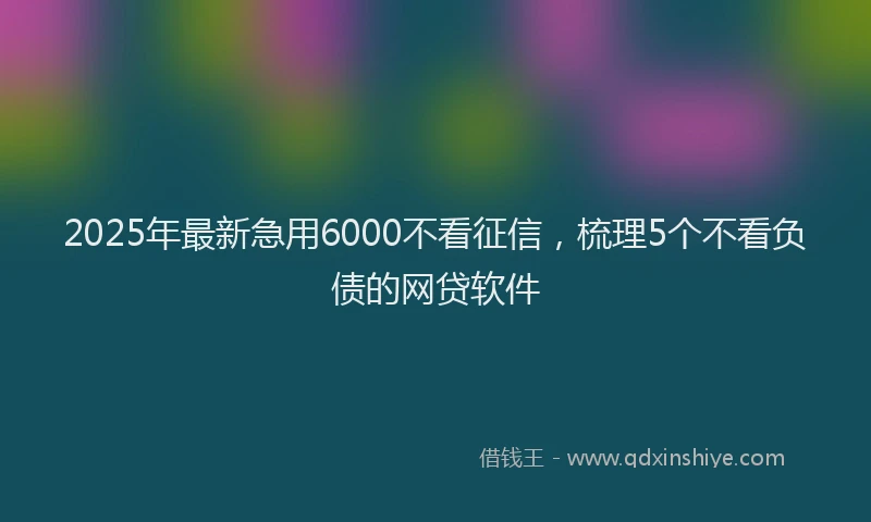2025年最新急用6000不看征信，梳理5个不看负债的网贷软件