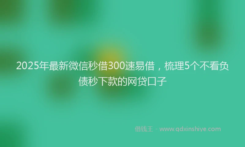 2025年最新微信秒借300速易借，梳理5个不看负债秒下款的网贷口子