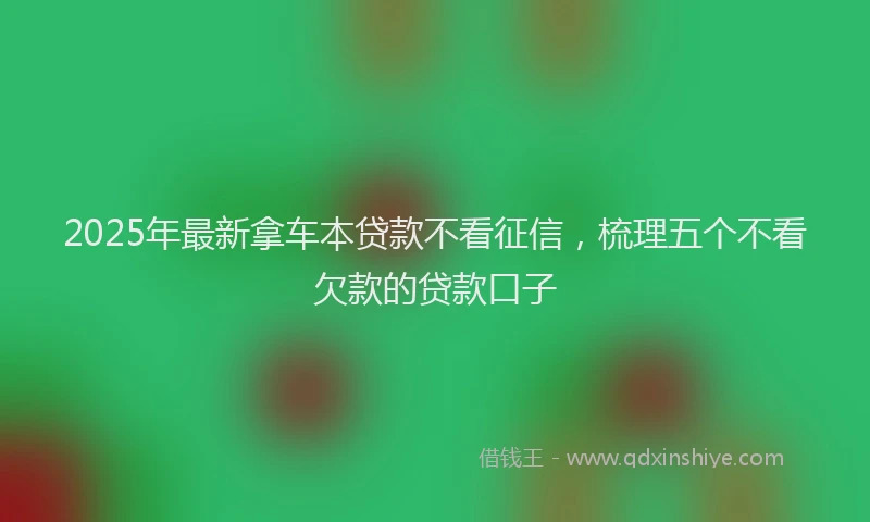 2025年最新拿车本贷款不看征信，梳理五个不看欠款的贷款口子