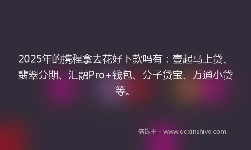 2025年的携程拿去花好下款吗有：壹起马上贷、翡翠分期、汇融Pro+钱包、分子贷宝、万通小贷等。