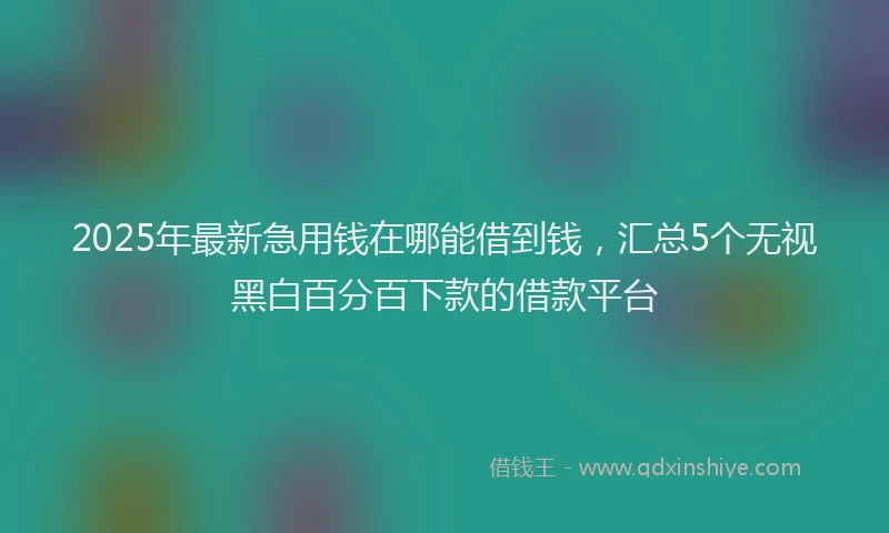 2025年最新急用钱在哪能借到钱，汇总5个无视黑白百分百下款的借款平台