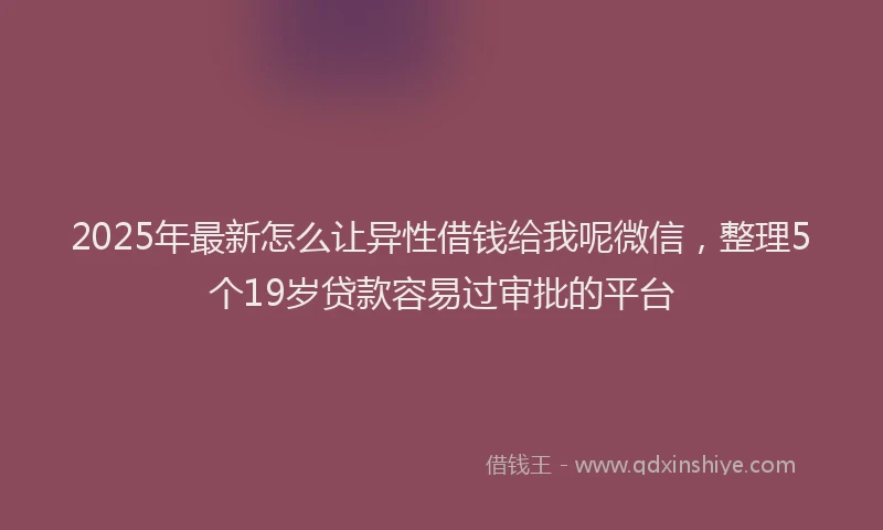 2025年最新怎么让异性借钱给我呢微信，整理5个19岁贷款容易过审批的平台