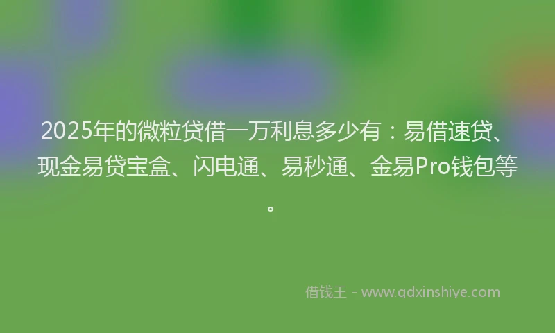 2025年的微粒贷借一万利息多少有：易借速贷、现金易贷宝盒、闪电通、易秒通、金易Pro钱包等。