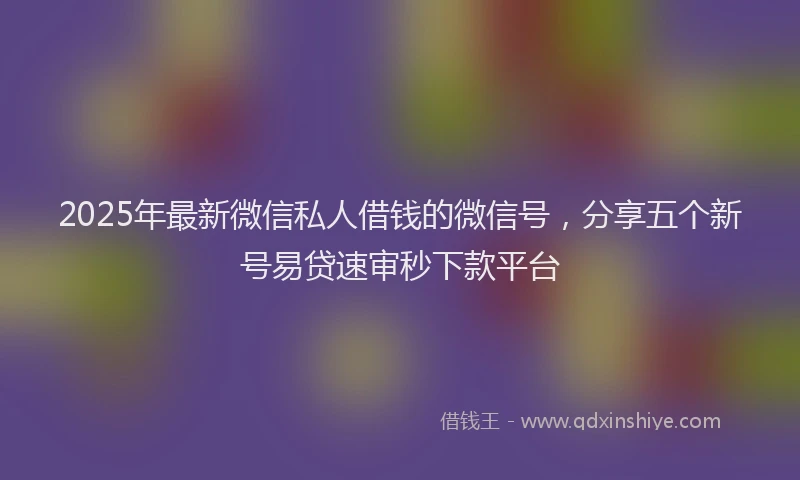 2025年最新微信私人借钱的微信号，分享五个新号易贷速审秒下款平台