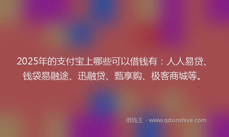 2025年的支付宝上哪些可以借钱有：人人易贷、钱袋易融途、迅融贷、甄享购、极客商城等。