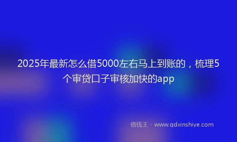 2025年最新怎么借5000左右马上到账的，梳理5个审贷口子审核加快的app