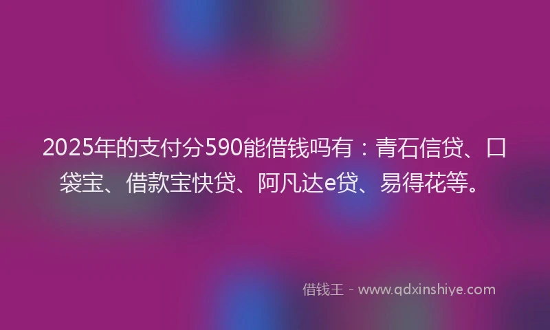 2025年的支付分590能借钱吗有：青石信贷、口袋宝、借款宝快贷、阿凡达e贷、易得花等。