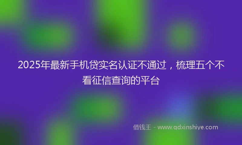 2025年最新手机贷实名认证不通过，梳理五个不看征信查询的平台