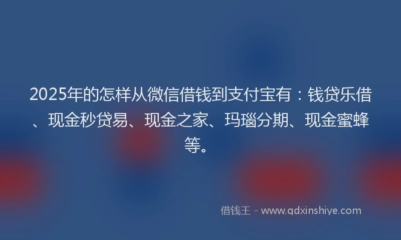 2025年的怎样从微信借钱到支付宝有：钱贷乐借、现金秒贷易、现金之家、玛瑙分期、现金蜜蜂等。