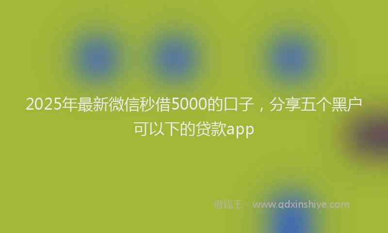 2025年最新微信秒借5000的口子，分享五个黑户可以下的贷款app