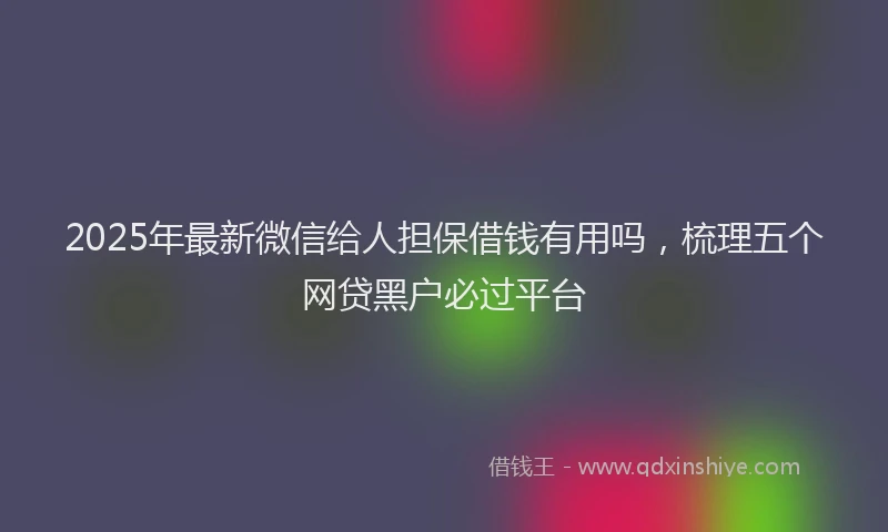 2025年最新微信给人担保借钱有用吗，梳理五个网贷黑户必过平台