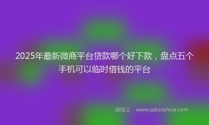 2025年最新微商平台贷款哪个好下款，盘点五个手机可以临时借钱的平台