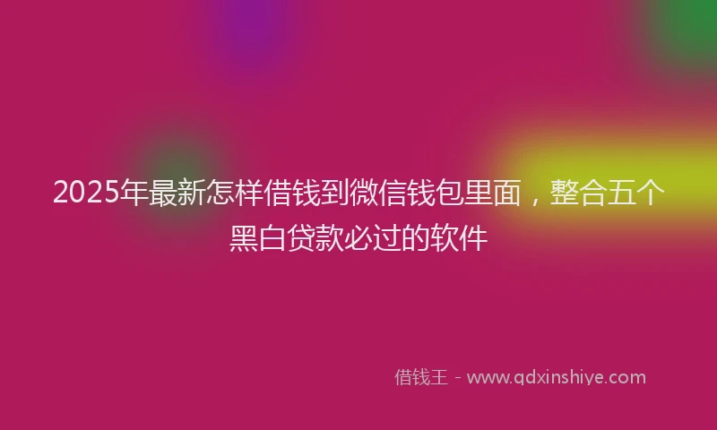 2025年最新怎样借钱到微信钱包里面，整合五个黑白贷款必过的软件