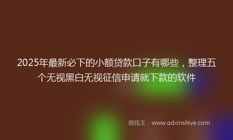 2025年最新必下的小额贷款口子有哪些，整理五个无视黑白无视征信申请就下款的软件