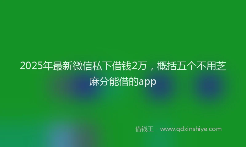2025年最新微信私下借钱2万，概括五个不用芝麻分能借的app