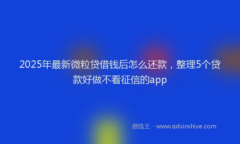2025年最新微粒贷借钱后怎么还款，整理5个贷款好做不看征信的app