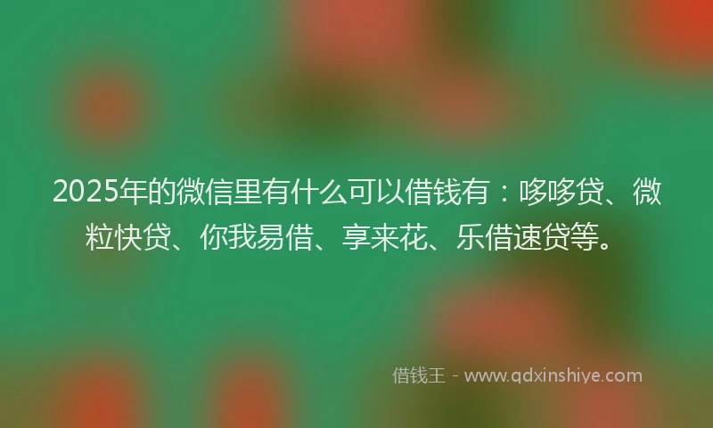 2025年的微信里有什么可以借钱有：哆哆贷、微粒快贷、你我易借、享来花、乐借速贷等。
