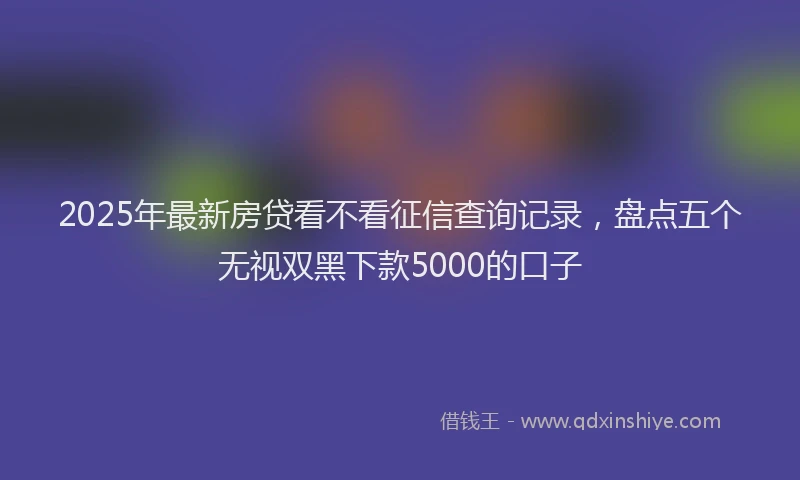 2025年最新房贷看不看征信查询记录，盘点五个无视双黑下款5000的口子