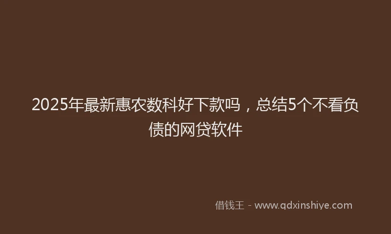 2025年最新惠农数科好下款吗，总结5个不看负债的网贷软件