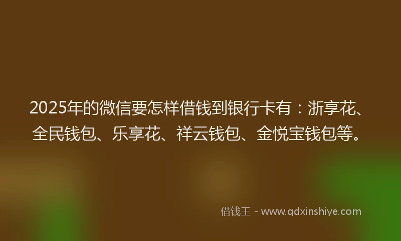 2025年的微信要怎样借钱到银行卡有：浙享花、全民钱包、乐享花、祥云钱包、金悦宝钱包等。
