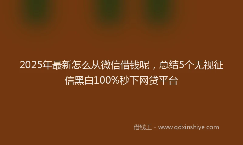2025年最新怎么从微信借钱呢，总结5个无视征信黑白100%秒下网贷平台