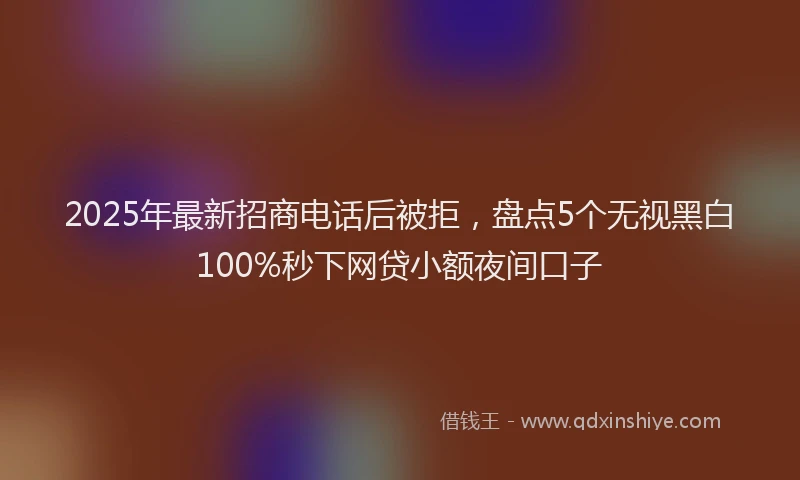 2025年最新招商电话后被拒，盘点5个无视黑白100%秒下网贷小额夜间口子