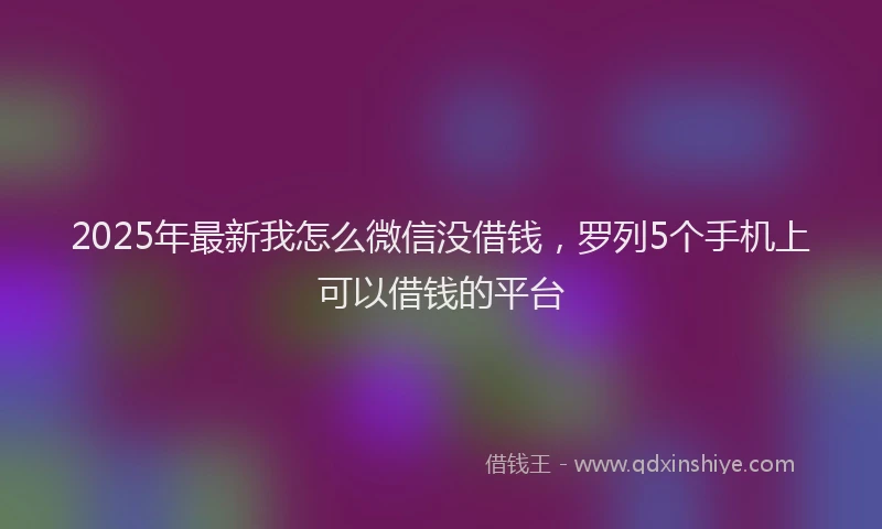 2025年最新我怎么微信没借钱，罗列5个手机上可以借钱的平台