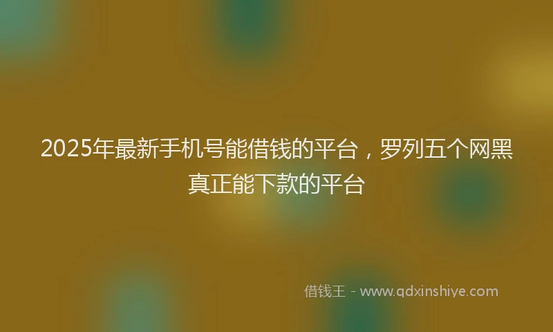2025年最新手机号能借钱的平台，罗列五个网黑真正能下款的平台