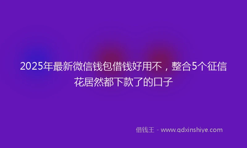 2025年最新微信钱包借钱好用不，整合5个征信花居然都下款了的口子