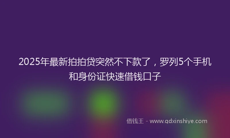 2025年最新拍拍贷突然不下款了，罗列5个手机和身份证快速借钱口子