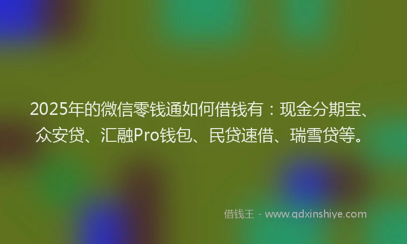 2025年的微信零钱通如何借钱有：现金分期宝、众安贷、汇融Pro钱包、民贷速借、瑞雪贷等。