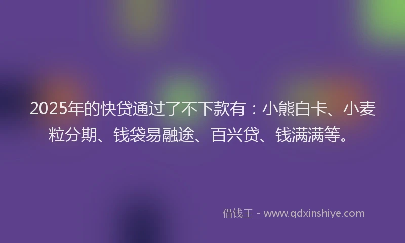 2025年的快贷通过了不下款有：小熊白卡、小麦粒分期、钱袋易融途、百兴贷、钱满满等。