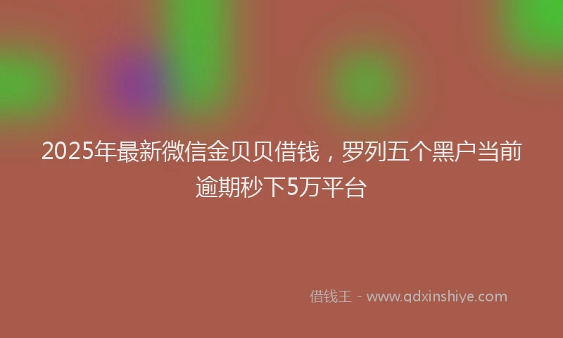 2025年最新微信金贝贝借钱，罗列五个黑户当前逾期秒下5万平台