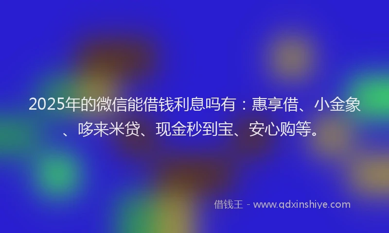 2025年的微信能借钱利息吗有：惠享借、小金象、哆来米贷、现金秒到宝、安心购等。