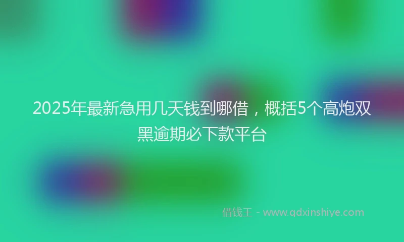 2025年最新急用几天钱到哪借，概括5个高炮双黑逾期必下款平台