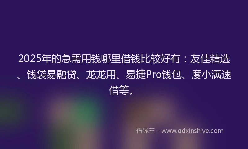 2025年的急需用钱哪里借钱比较好有：友佳精选、钱袋易融贷、龙龙用、易捷Pro钱包、度小满速借等。