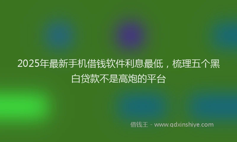 2025年最新手机借钱软件利息最低，梳理五个黑白贷款不是高炮的平台