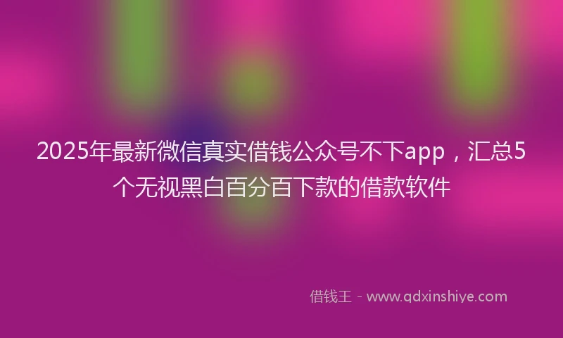 2025年最新微信真实借钱公众号不下app，汇总5个无视黑白百分百下款的借款软件