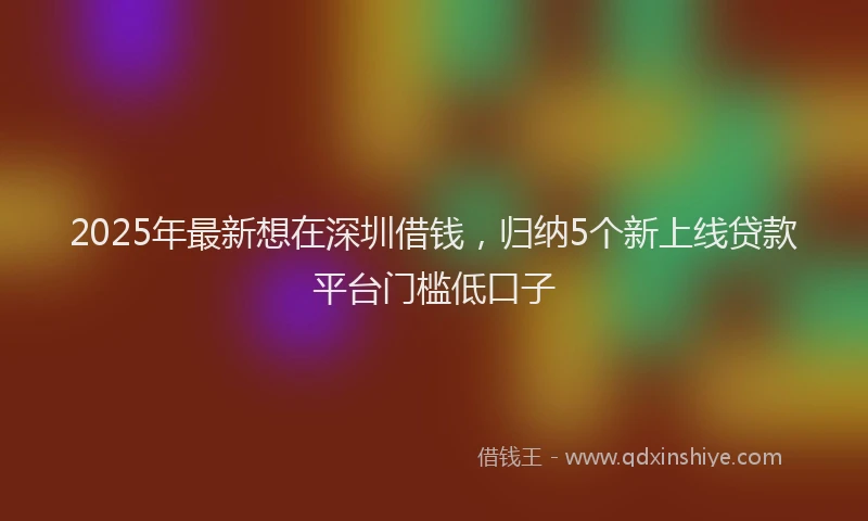 2025年最新想在深圳借钱，归纳5个新上线贷款平台门槛低口子