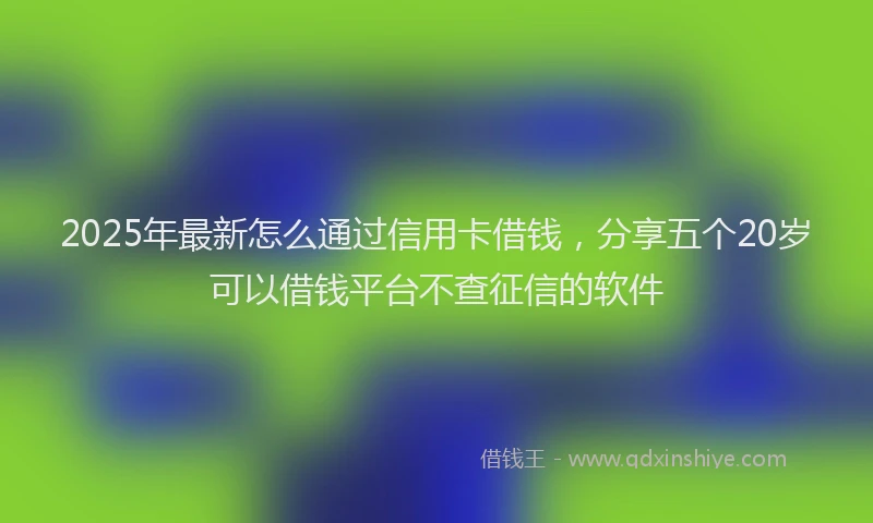 2025年最新怎么通过信用卡借钱，分享五个20岁可以借钱平台不查征信的软件