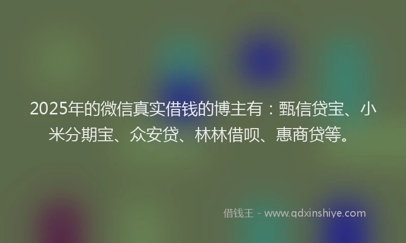 2025年的微信真实借钱的博主有：甄信贷宝、小米分期宝、众安贷、林林借呗、惠商贷等。