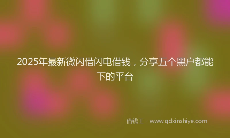 2025年最新微闪借闪电借钱，分享五个黑户都能下的平台