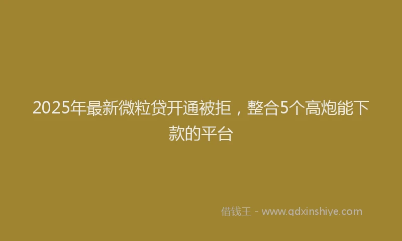 2025年最新微粒贷开通被拒，整合5个高炮能下款的平台