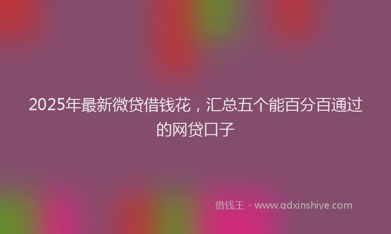2025年最新微贷借钱花，汇总五个能百分百通过的网贷口子