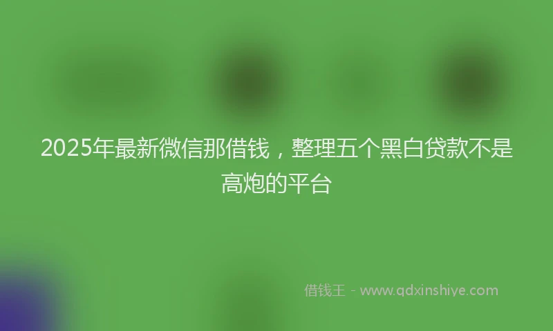 2025年最新微信那借钱，整理五个黑白贷款不是高炮的平台