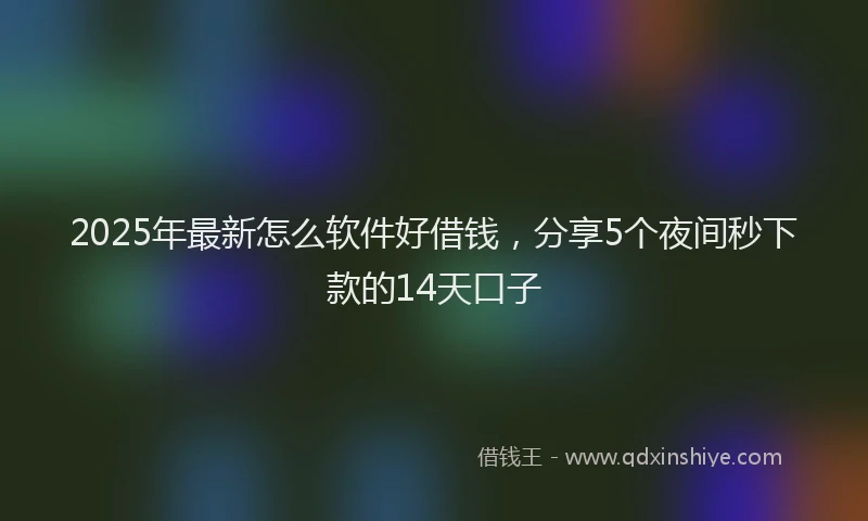 2025年最新怎么软件好借钱，分享5个夜间秒下款的14天口子