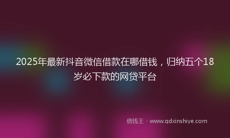2025年最新抖音微信借款在哪借钱，归纳五个18岁必下款的网贷平台