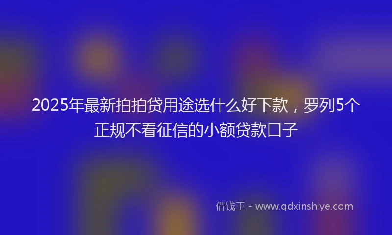 2025年最新拍拍贷用途选什么好下款，罗列5个正规不看征信的小额贷款口子