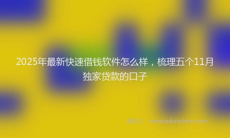 2025年最新快速借钱软件怎么样，梳理五个11月独家贷款的口子