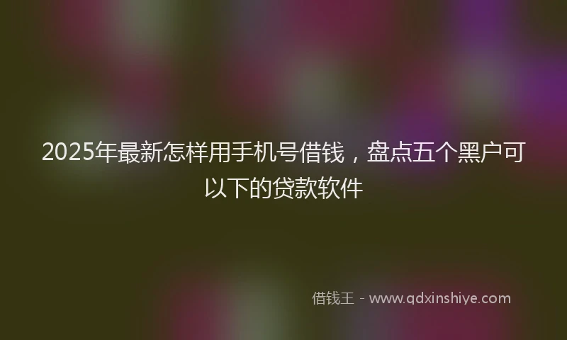 2025年最新怎样用手机号借钱，盘点五个黑户可以下的贷款软件